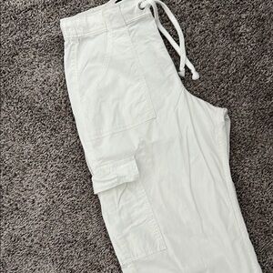 Hollister Cargo White Drawstring Pants